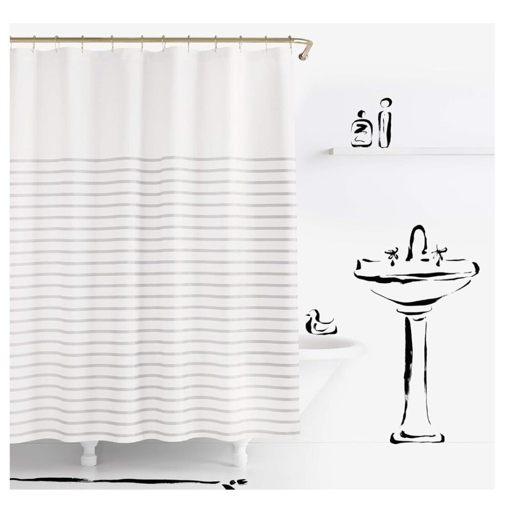 Kate Spade KSNY Harbour Stripe Shower Curtain, 72", Platinum